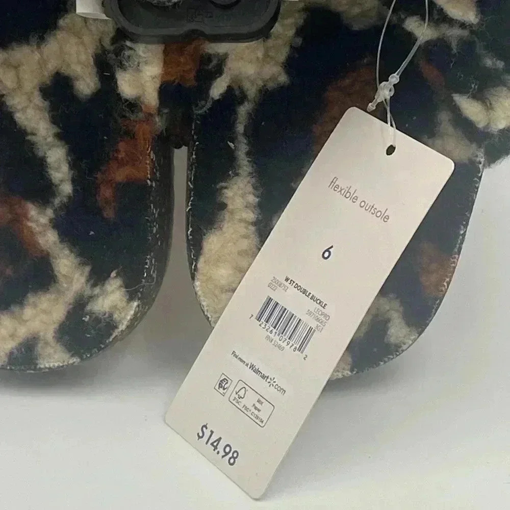 NWT  Fuzzy Cheetah Print Sandals - Picture 2 of 8